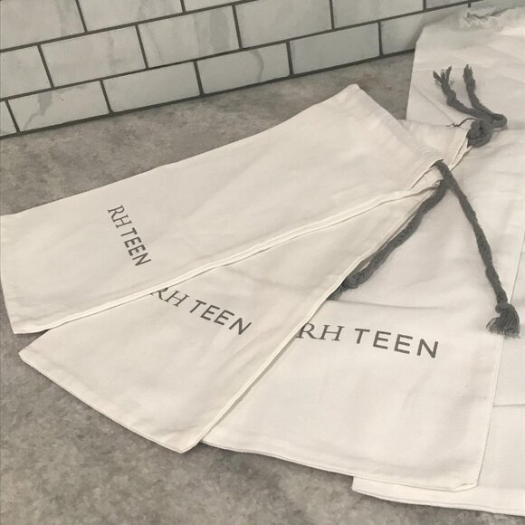 Restoration Hardware Teen Drawstring Dust Bags Lot 5 White Cotton Canvas Storage - Picture 3 of 9